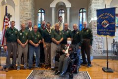 Welcome the 2022 -2023 officers who were installed on Wednesday 06-28-2022. Their year will run from 07-01-2022 – 06-30-2023. Front Row seated Eric Yang (District Deputy 36) From Left to Right second row John Willi (3 Yr Trustee), Tom Ozello (2 Yr Trustee), Tim Solack (1 YR Trustee), Vince Mazza (Financial Secretary), Mike Less (Council 10863 Grand Knight), Joe Moore (Deputy Grand Knight) Steve Miller (Treasurer) Mike Sliclen (Faith Director) From Left to Right 3 rd Row Gene Kanzigg (Outside Guard), Keith Broadman (Warden), Deacon Paul Zemanek (Council Chaplain).