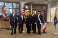 “Please help congratulate our councils new “4 Degree Sir Knights” Joe McCaw, Joe Moore and Jim Butler who were exemplified Saturday June 18 th , 2022. Pictured left to right Mike Sliclen, Joe McCaw (New Sir Knight), Joe Moore (New Sir Knight), Jim Butler (New Sir Knight) and John Willi Council PGK.